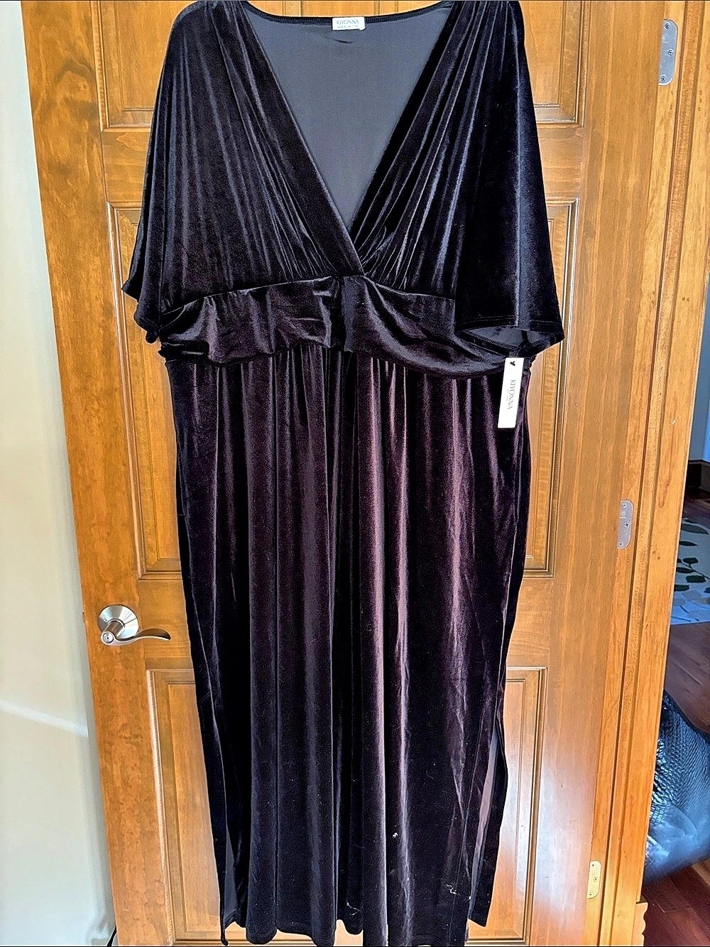 Kiyonna Verona Velvet Evening Gown Black Maxi Dress Size 5X